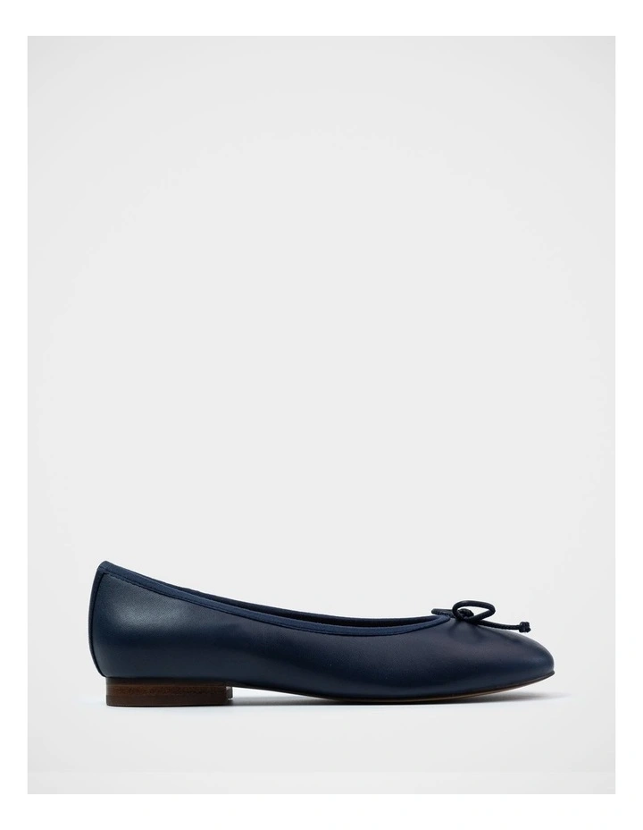 Alina Leather Ballet Flat in Navy image 1
