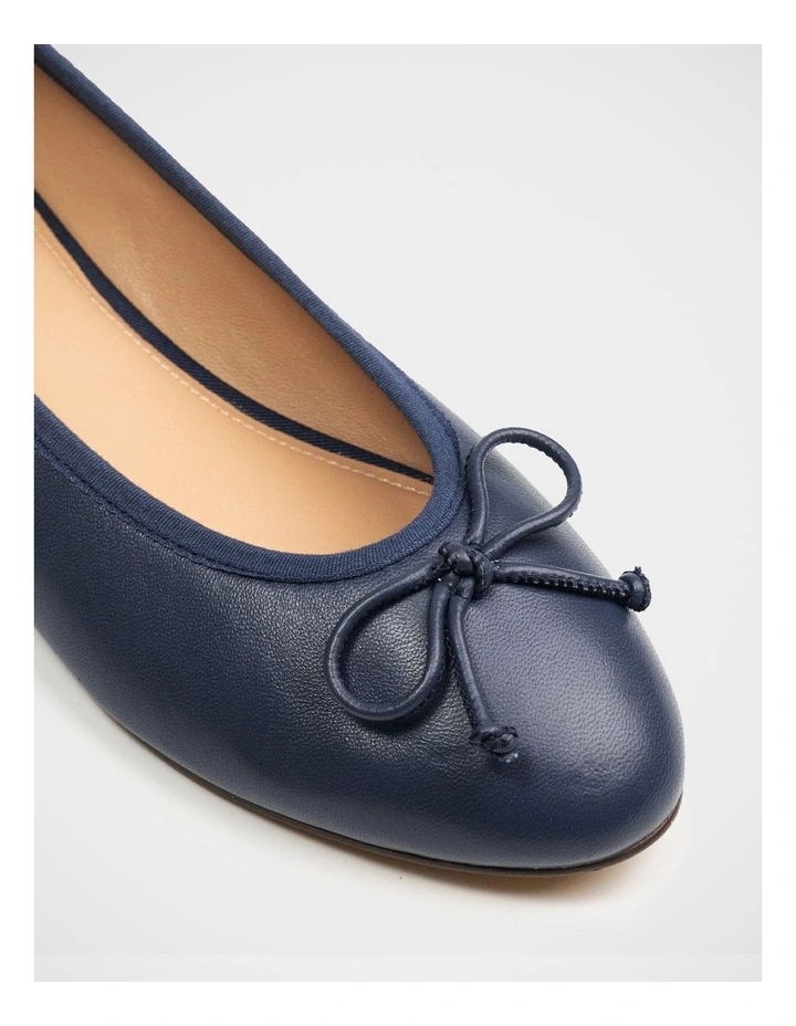 Alina Leather Ballet Flat in Navy image 3