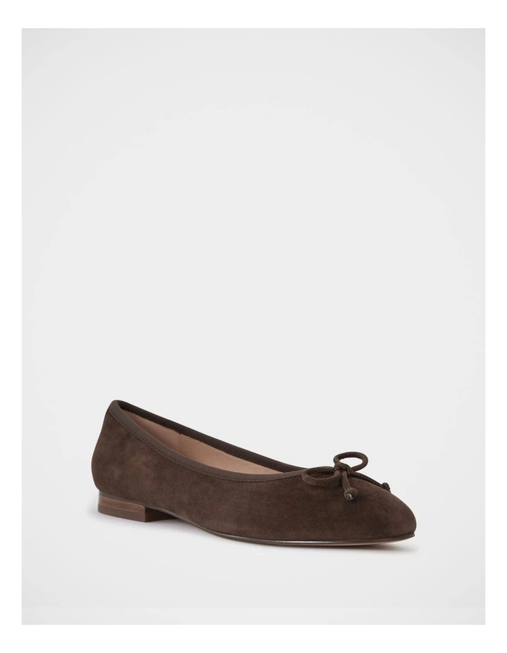 Alina Suede Leather Ballet Flat in Chocolate image 2