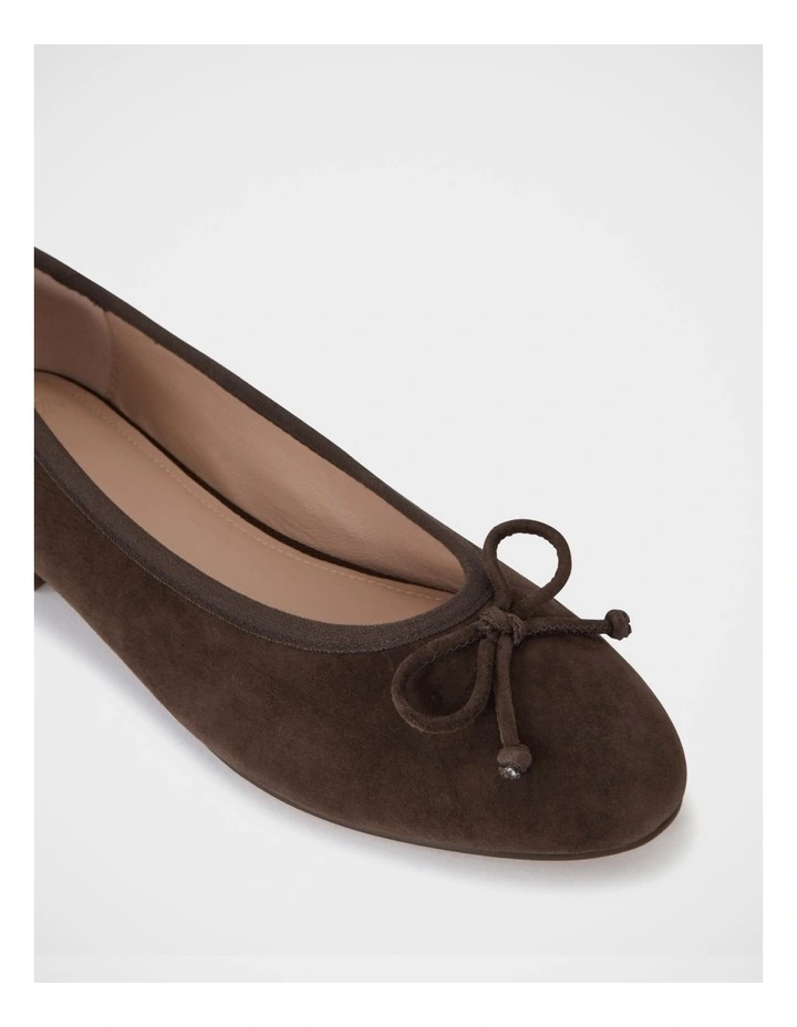 Alina Suede Leather Ballet Flat in Chocolate image 3