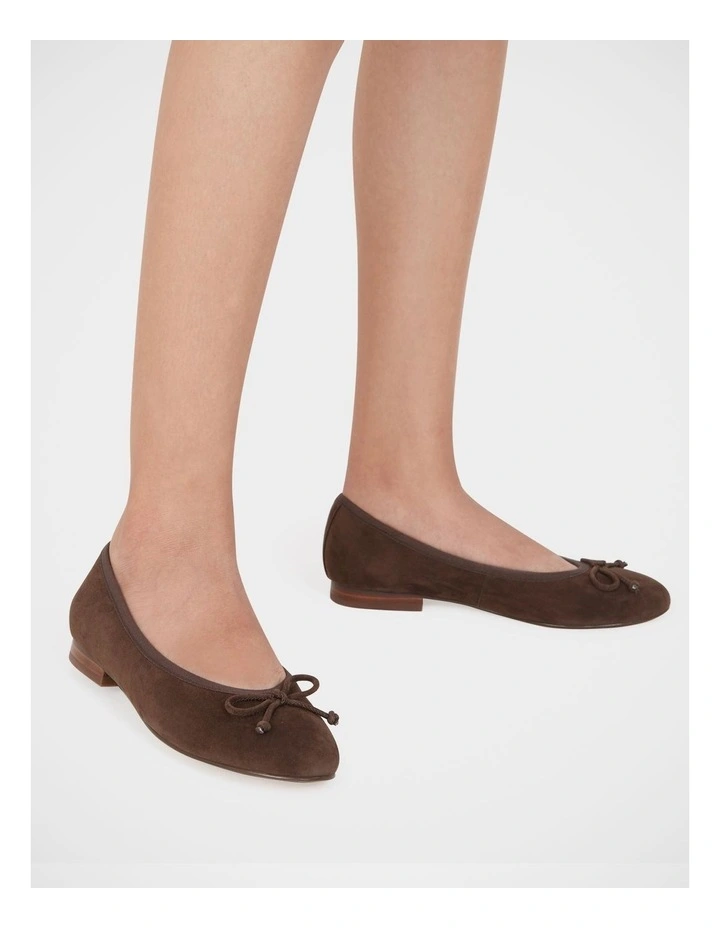 Alina Suede Leather Ballet Flat in Chocolate image 7