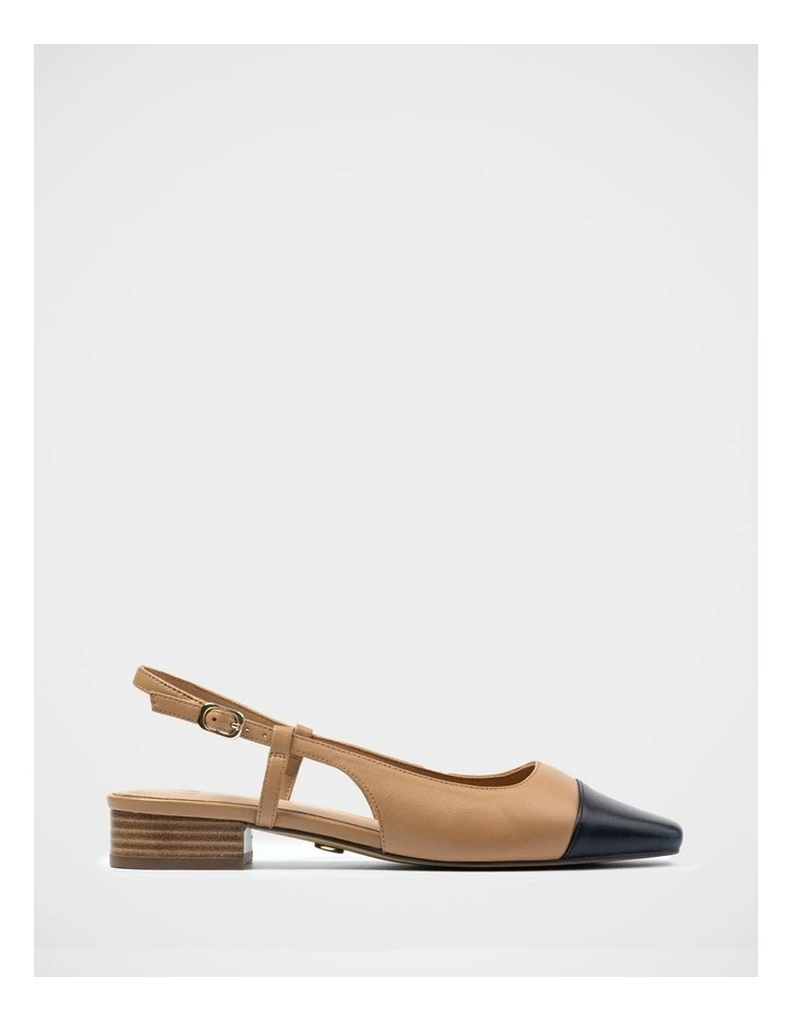 Dame Leather Slingback Flat Shoes in Dark Sand image 1