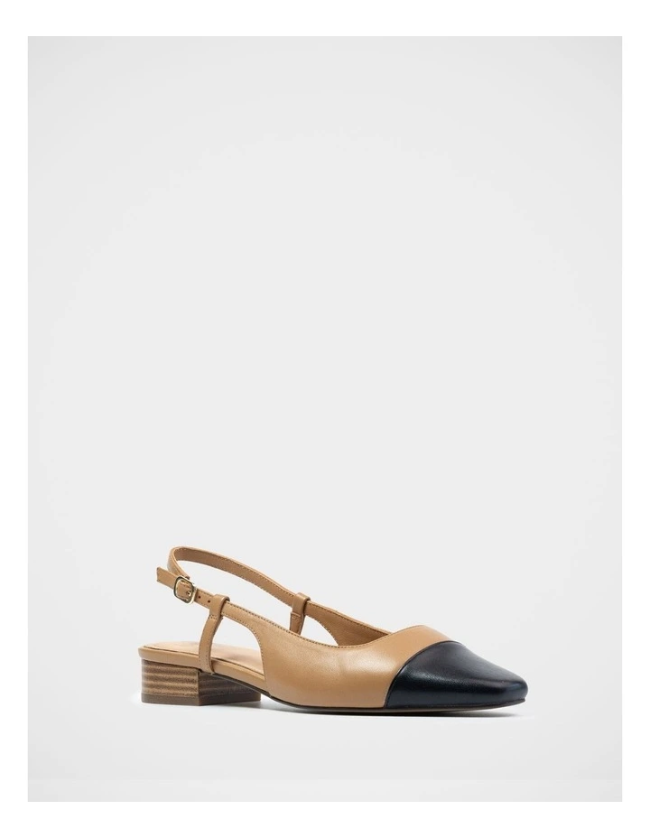 Dame Leather Slingback Flat Shoes in Dark Sand image 2