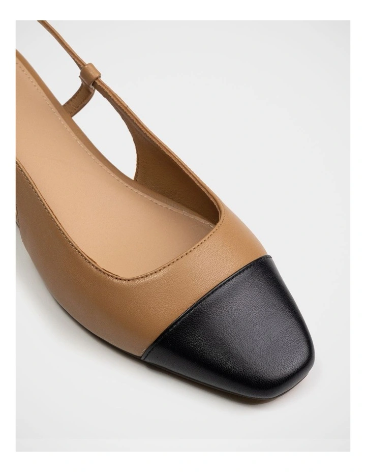 Dame Leather Slingback Flat Shoes in Dark Sand image 3