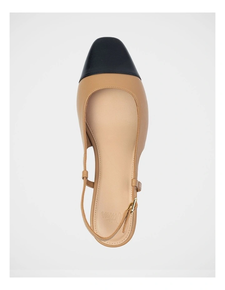 Dame Leather Slingback Flat Shoes in Dark Sand image 5