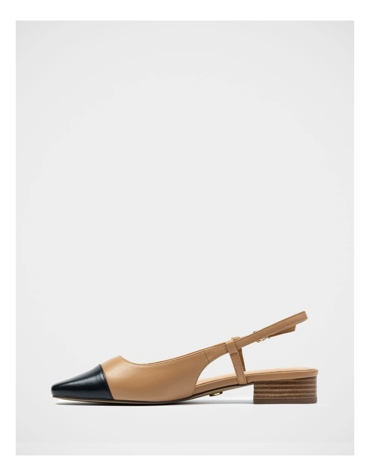 Dame Leather Slingback Flat Shoes in Dark Sand image 6