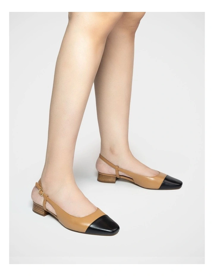 Dame Leather Slingback Flat Shoes in Dark Sand image 7