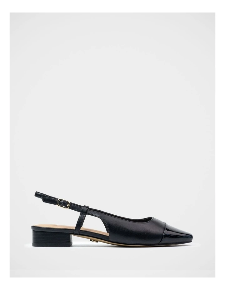 Dame Leather Slingback Flat Shoes in Black image 1