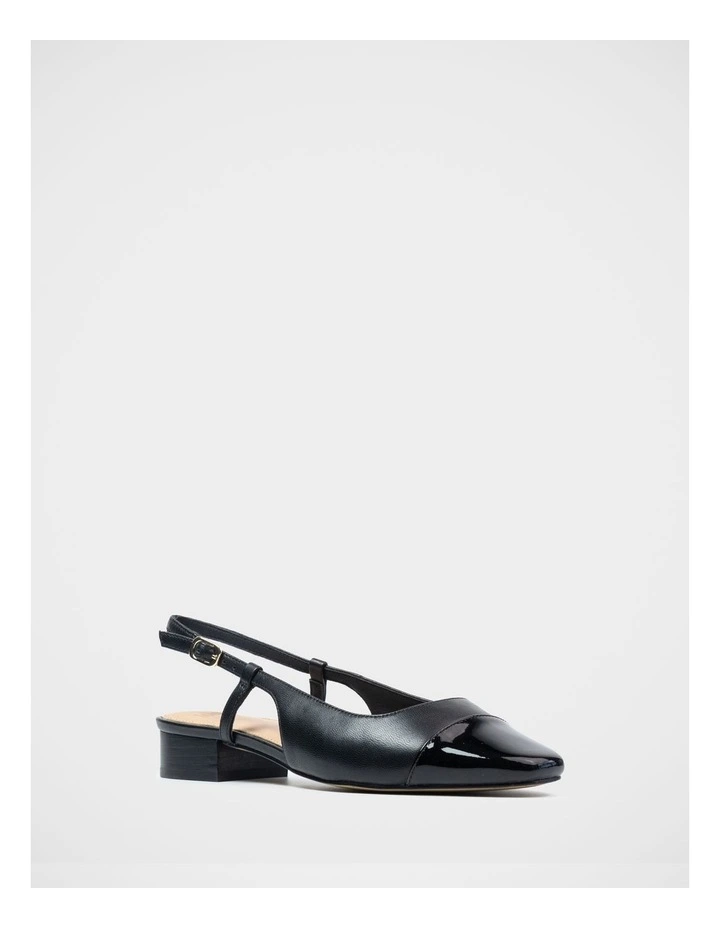 Dame Leather Slingback Flat Shoes in Black image 2