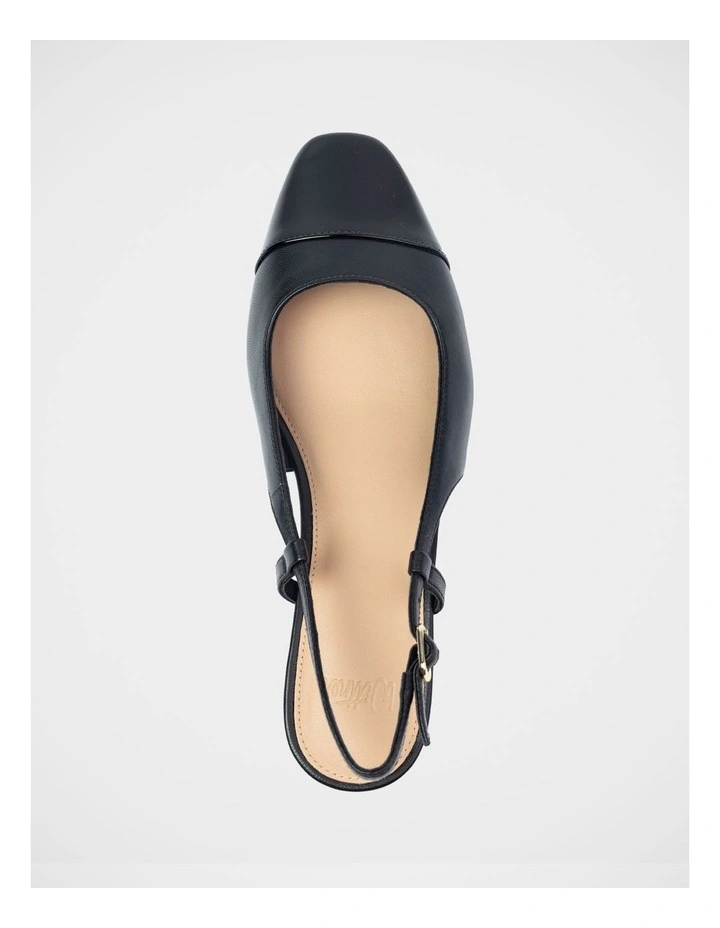 Dame Leather Slingback Flat Shoes in Black image 5