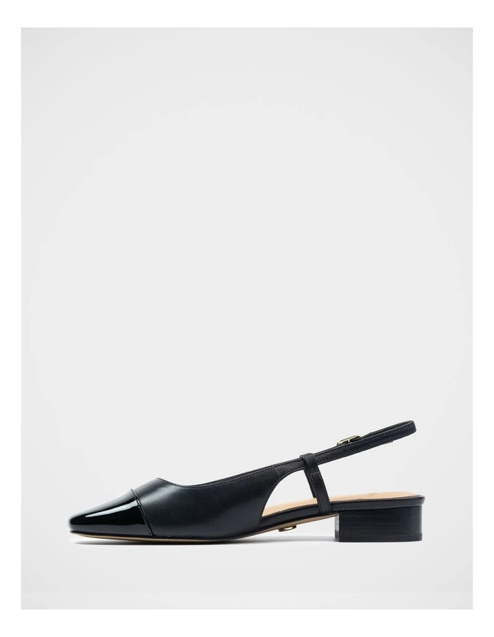 Dame Leather Slingback Flat Shoes in Black image 6