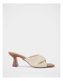 Marlee Textile Flared Heel Mule in Natural