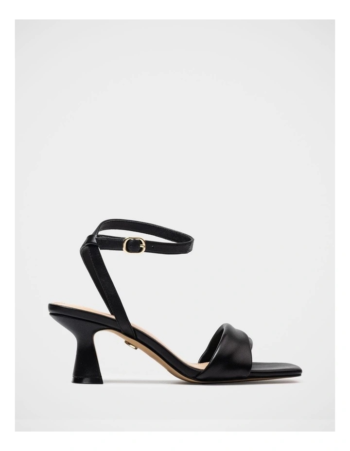 Martina Leather Flared Heel Sandal in Black image 1