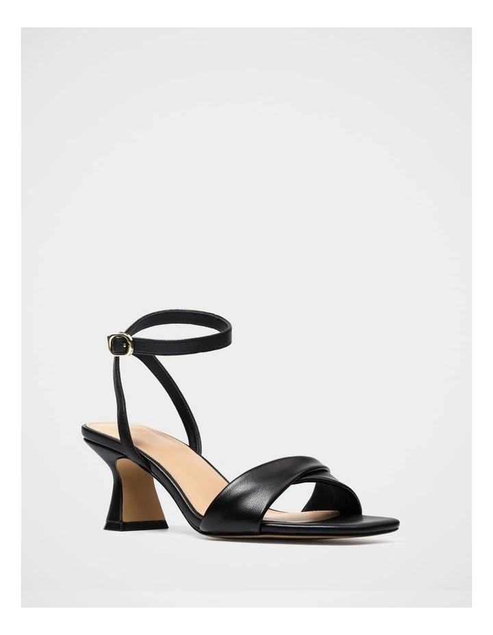 Martina Leather Flared Heel Sandal in Black image 2