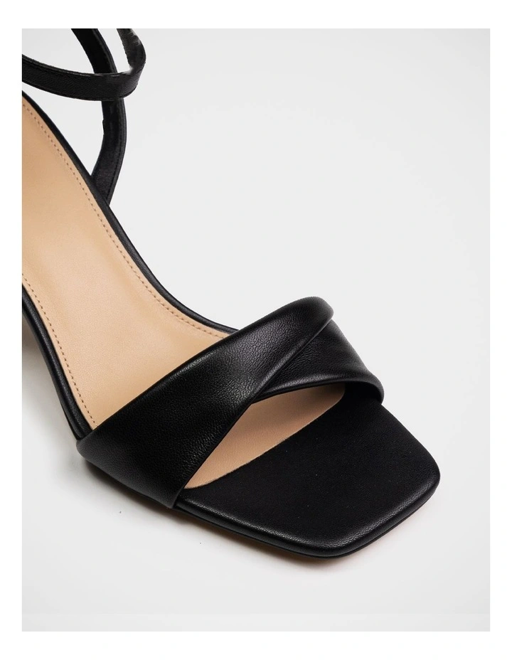 Martina Leather Flared Heel Sandal in Black image 3