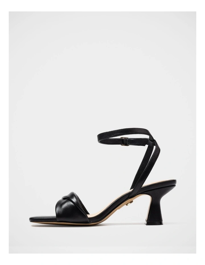 Martina Leather Flared Heel Sandal in Black image 6