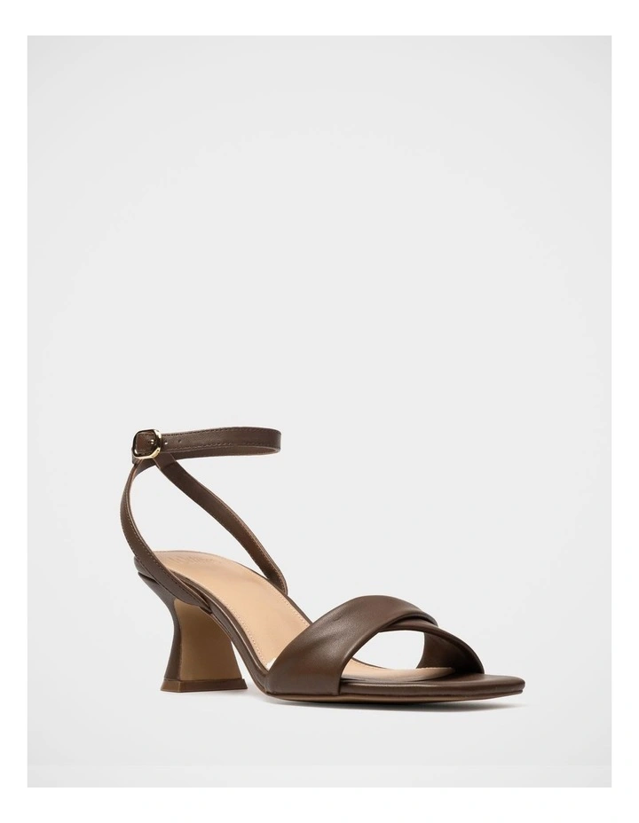 Martina Leather Flared Heel Sandal in Tawny Brown image 2