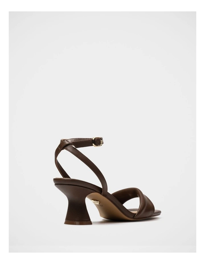 Martina Leather Flared Heel Sandal in Tawny Brown image 4