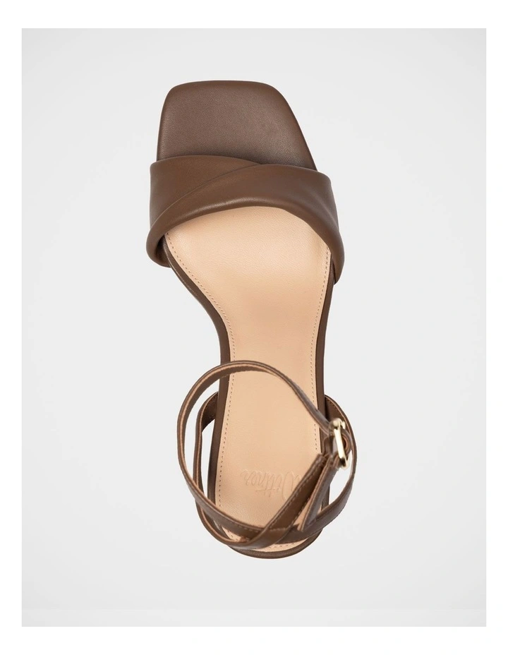 Martina Leather Flared Heel Sandal in Tawny Brown image 5