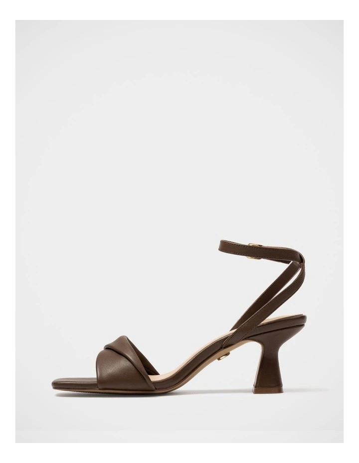 Martina Leather Flared Heel Sandal in Tawny Brown image 6