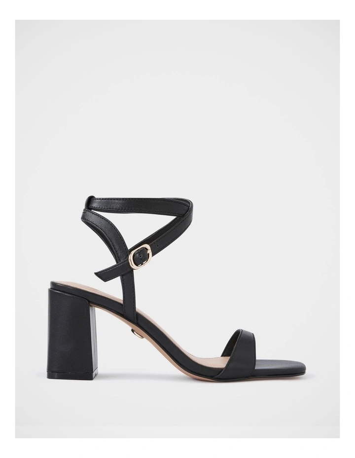 Colette Leather Block Heel in Black image 1
