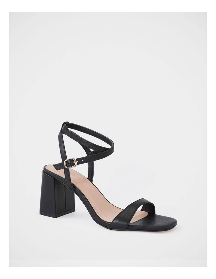 Colette Leather Block Heel in Black image 2