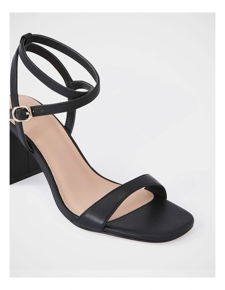 Colette Leather Block Heel in Black image 3