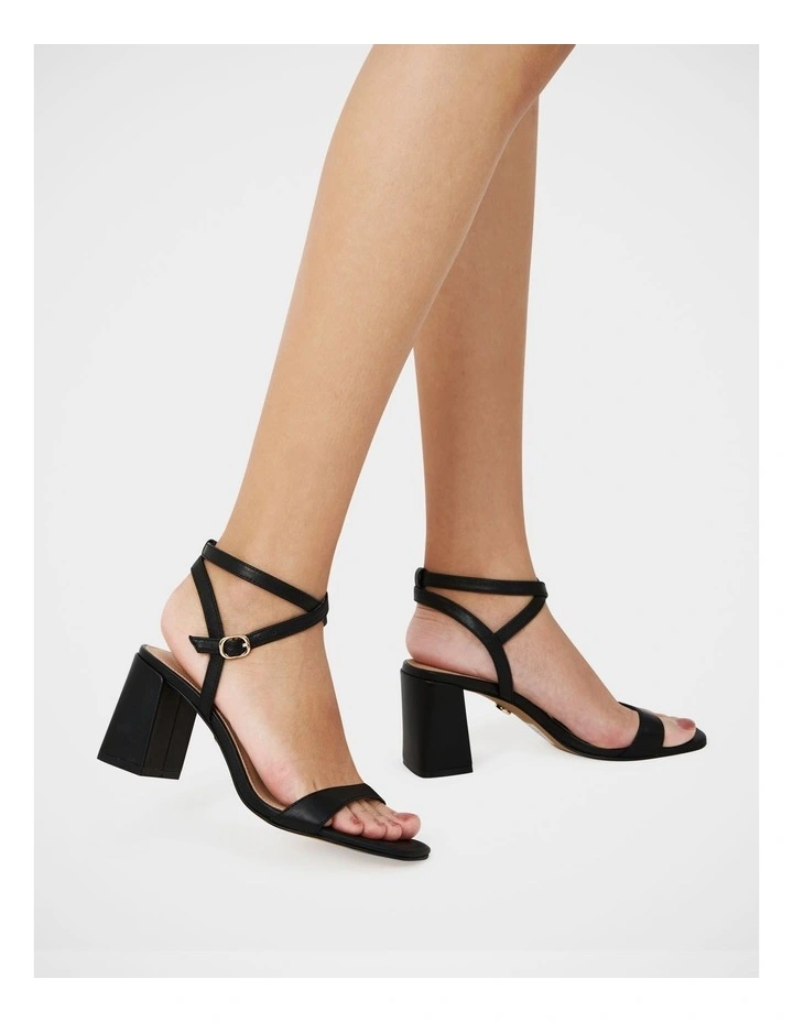 Colette Leather Block Heel in Black image 7