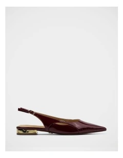 Margaret Patent Leather Slingback in Scarlet