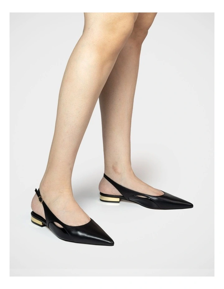 Margaret Leather Slingback in Black image 7