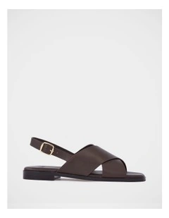 Deon Leather Sandal in Ebony
