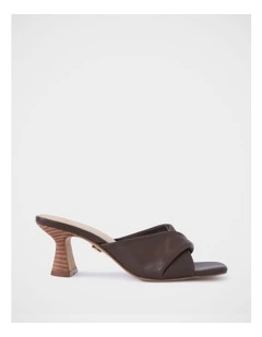 Marlee Leather Flared Heel Mule in Brown