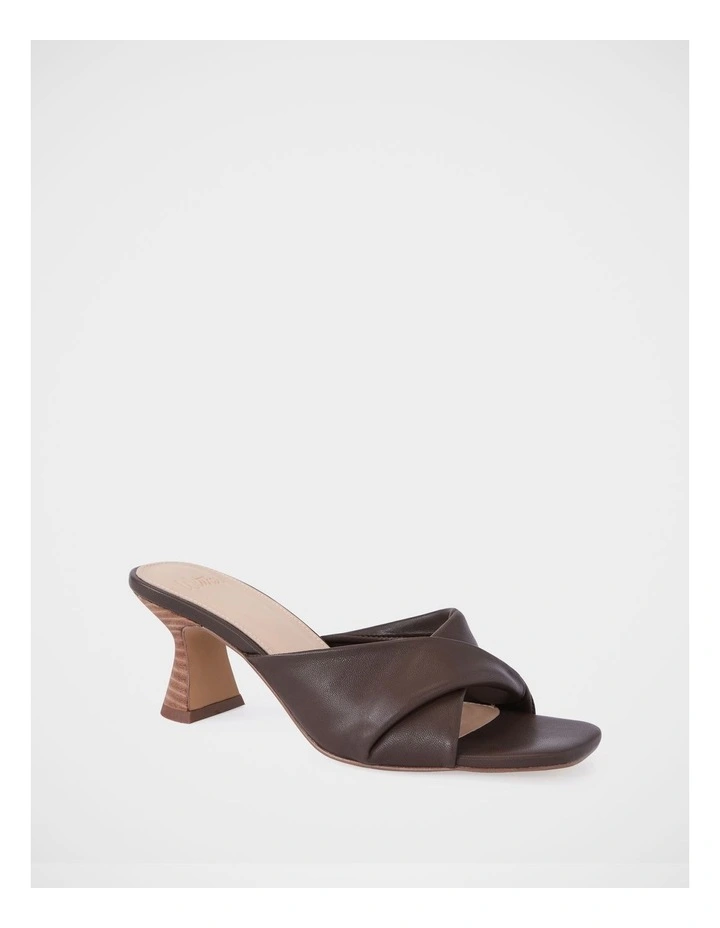 Marlee Leather Flared Heel Mule in Brown image 2
