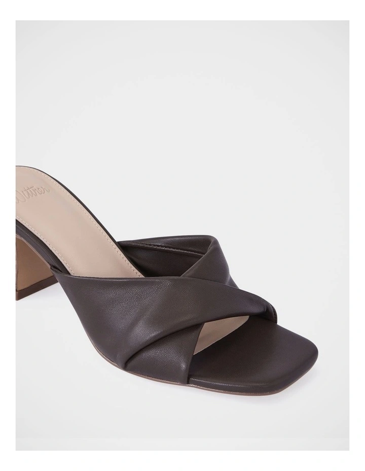 Marlee Leather Flared Heel Mule in Brown image 3