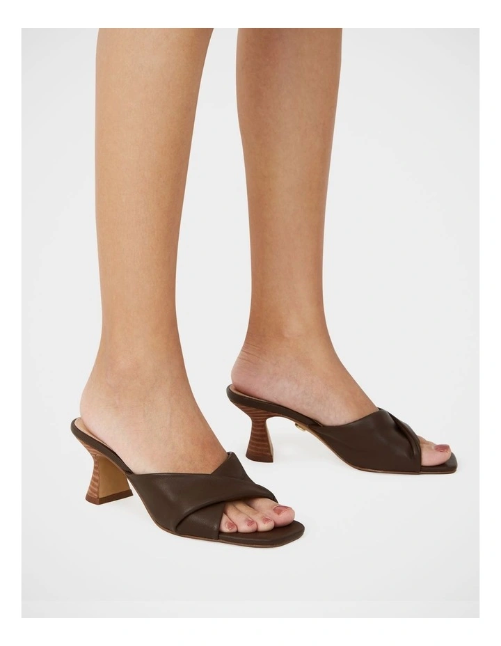 Marlee Leather Flared Heel Mule in Brown image 7