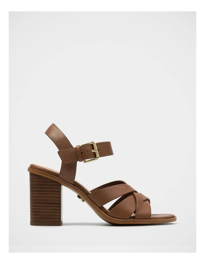 Penni Leather Block Heel Sandal in Brown image 1