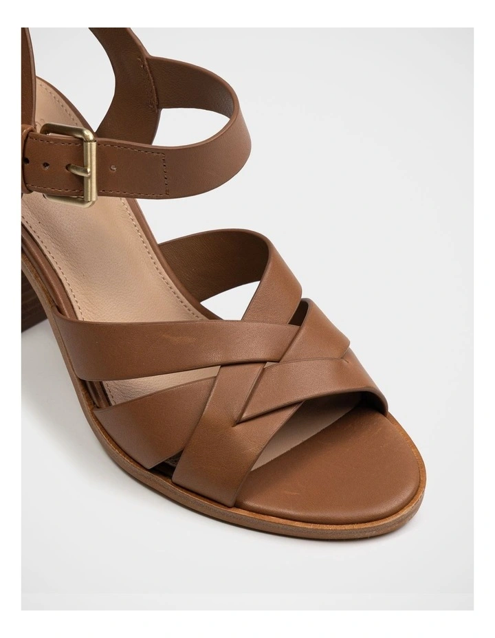 Penni Leather Block Heel Sandal in Brown image 3