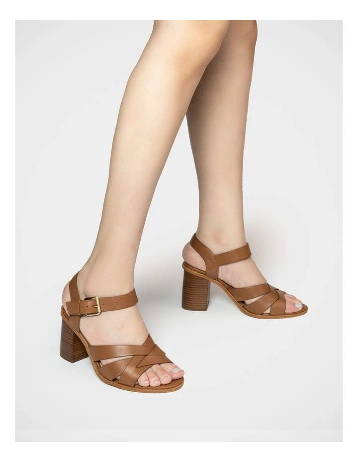 Penni Leather Block Heel Sandal in Brown image 7