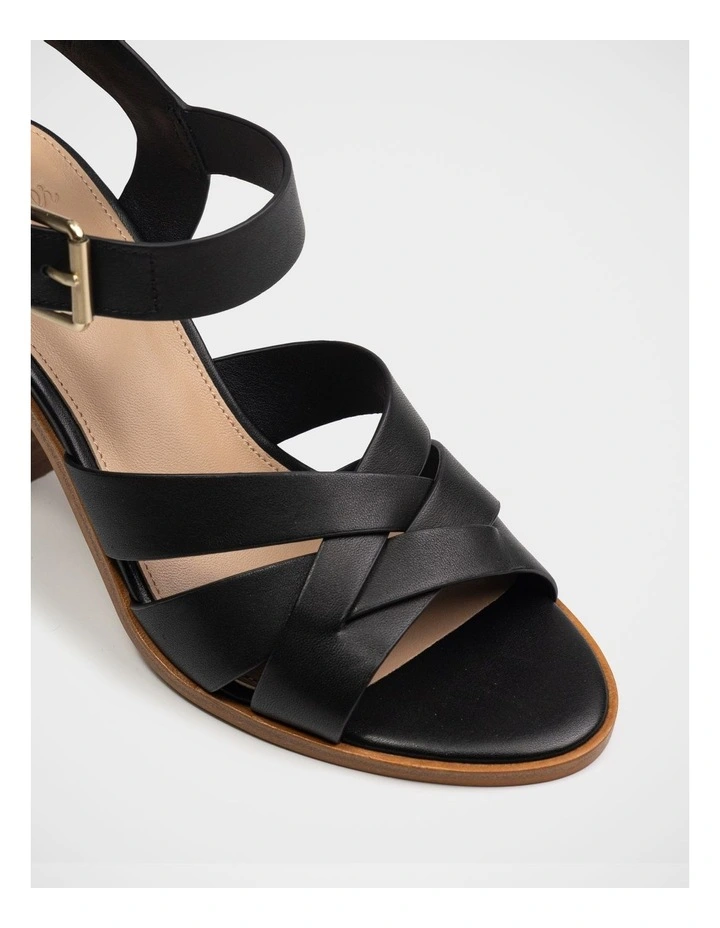 Penni Leather Block Heel Sandal in Black image 3