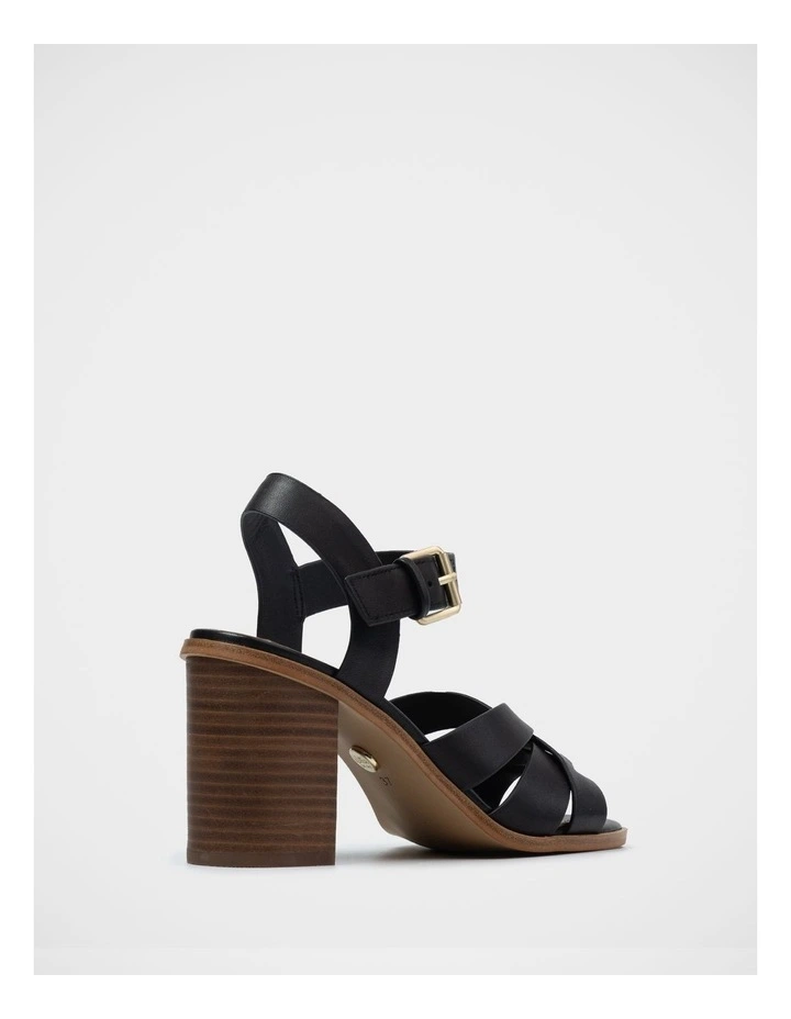 Penni Leather Block Heel Sandal in Black image 4