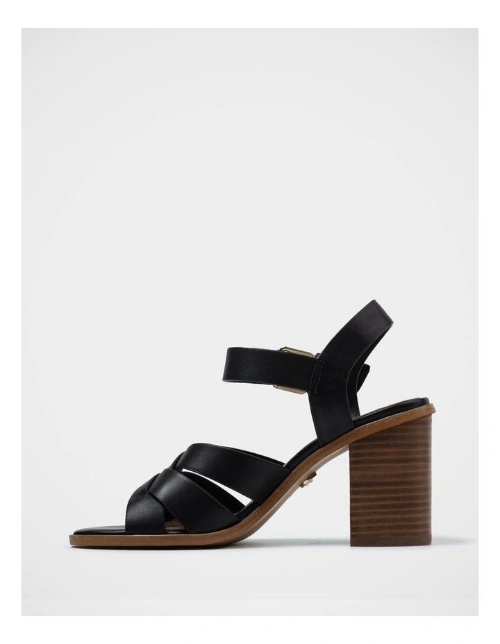 Penni Leather Block Heel Sandal in Black image 6
