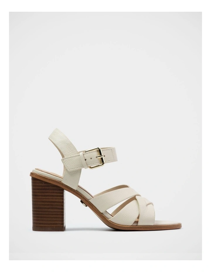 Penni Leather Block Heel Sandal in Ivory image 1