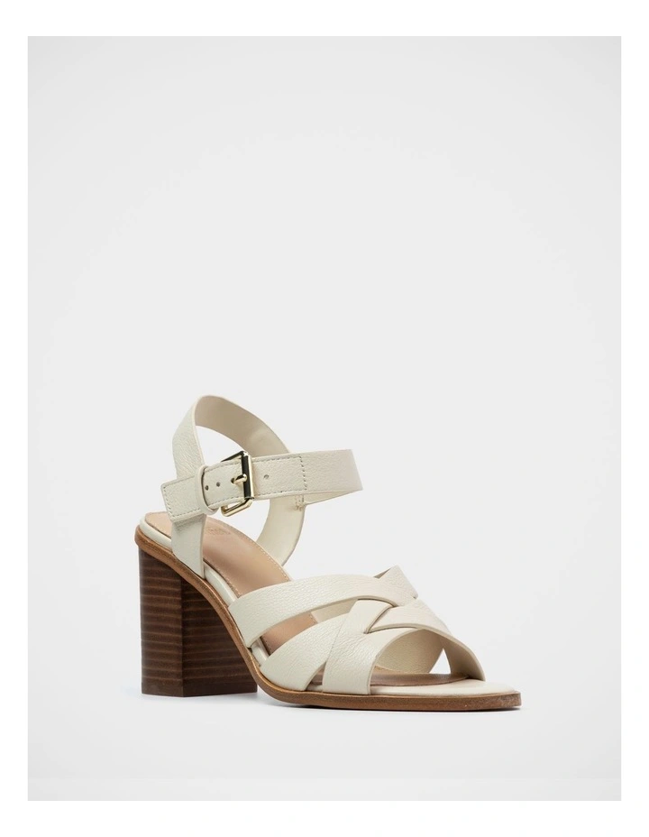 Penni Leather Block Heel Sandal in Ivory image 2