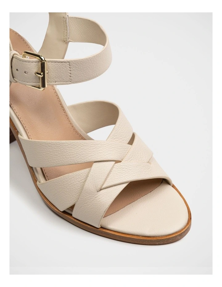 Penni Leather Block Heel Sandal in Ivory image 3