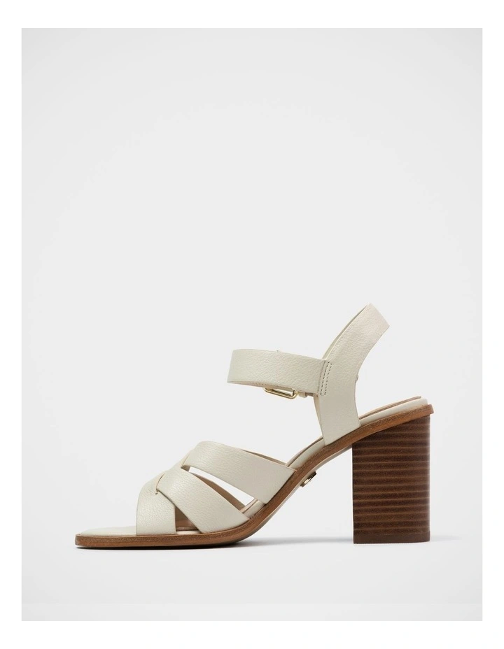 Penni Leather Block Heel Sandal in Ivory image 6