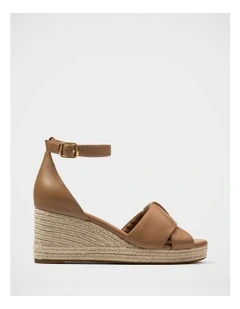 Niley Leather Espadrille Wedge in Dark Sand