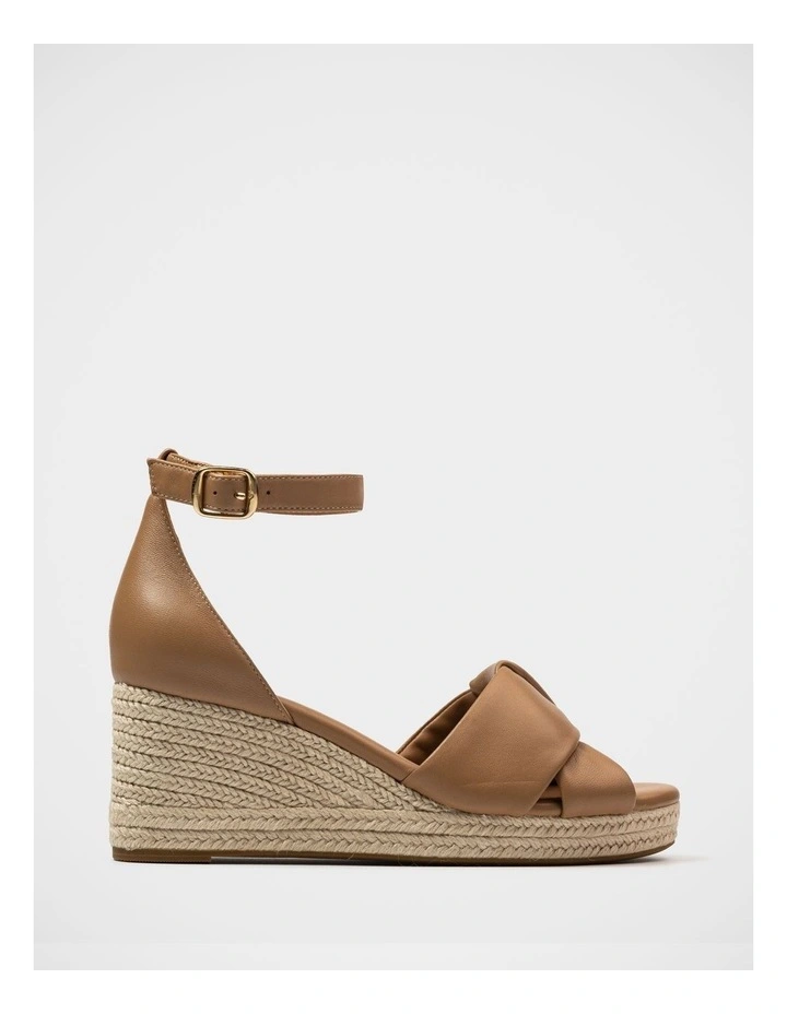 Niley Leather Espadrille Wedge in Dark Sand image 1