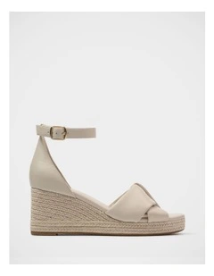 Niley Leather Espadrille Wedge in Ivory