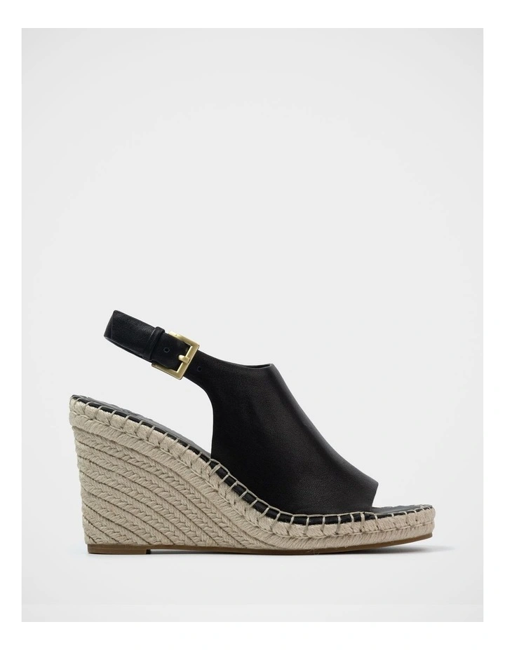 Xandria Leather Espadrille Wedge in Black image 1