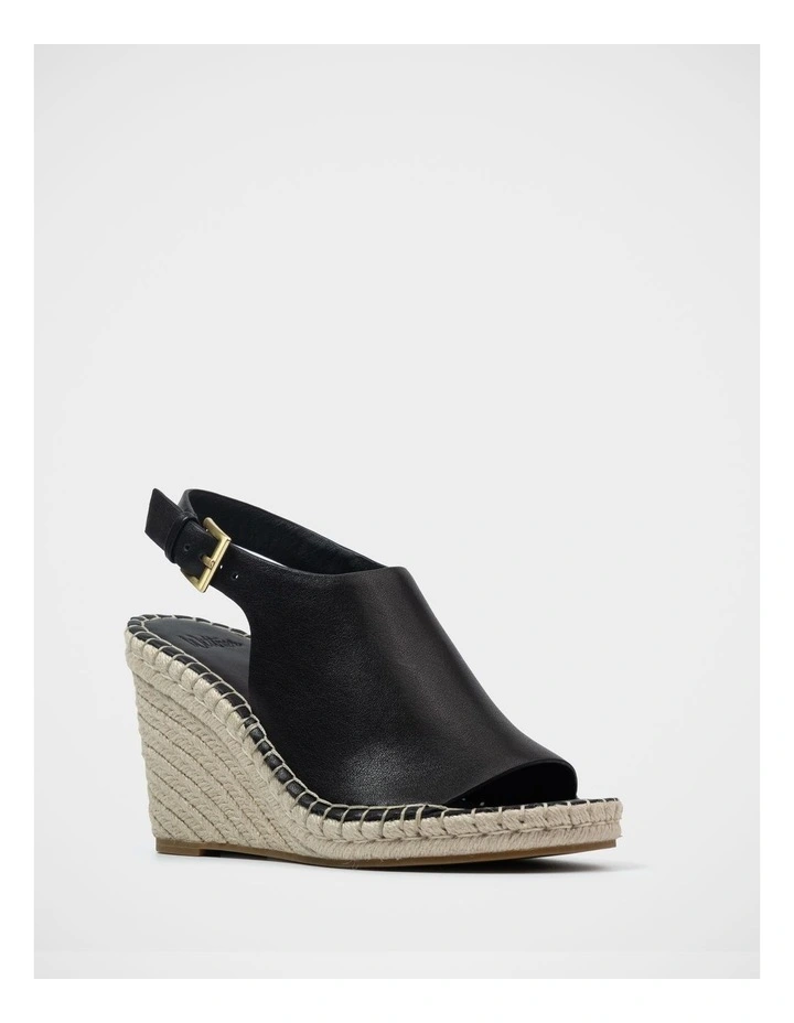 Xandria Leather Espadrille Wedge in Black image 2